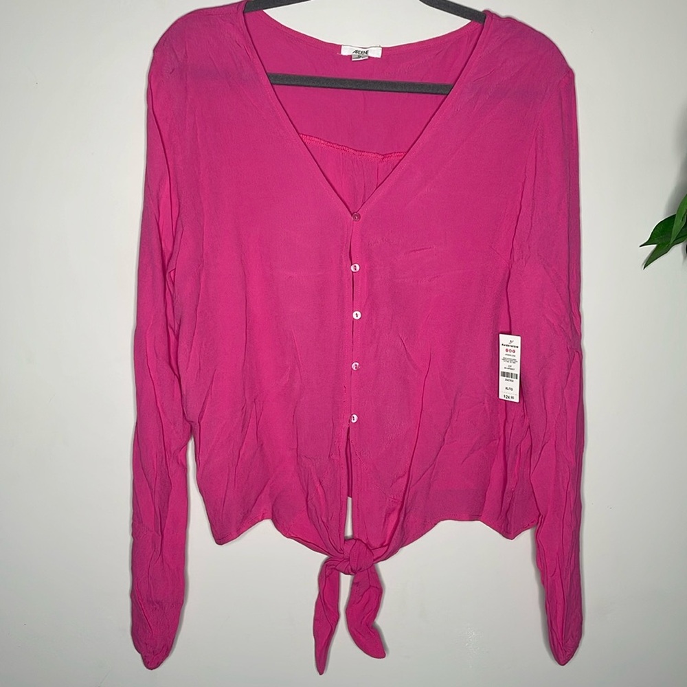 Ardene Vee Neck Front Tie Blouse